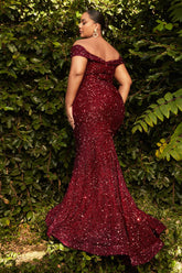 Off Shoulder Vandia Sequin Dress, Plus